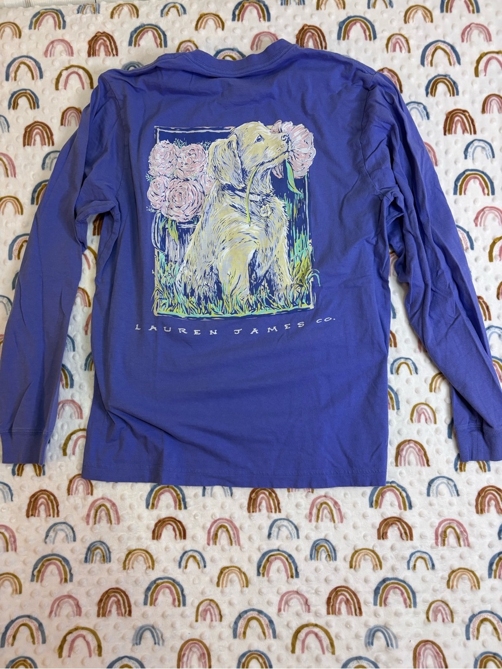 Lauren James Purple Long-Sleeve Tee with Puppy Back Graphic